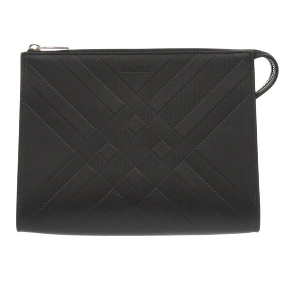 BURBERRY Black Leather Pouch - Picture 1 of 8